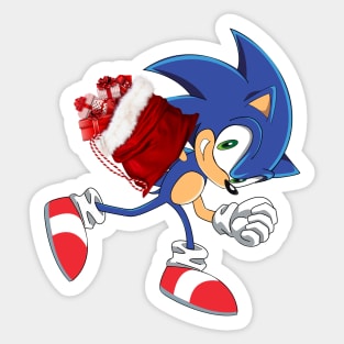 Hedgehog santa claus bag Sticker